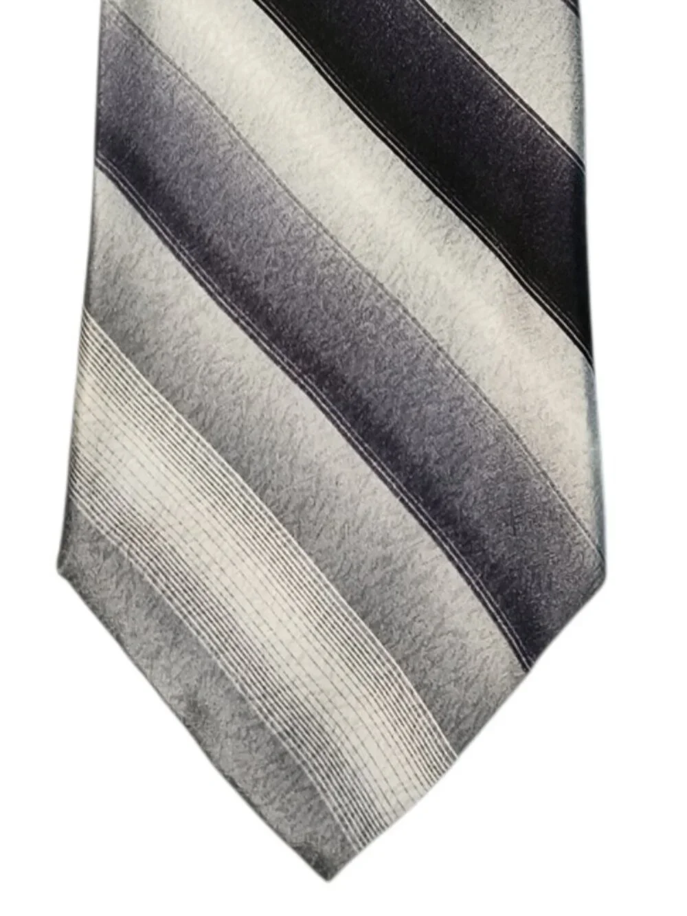 Pierre Cardin 100% Silk Gray Silver Black Striped Necktie Wide Designer Tie 58